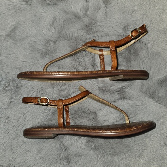 NEW! Sam Edelman Sandals Women's Size 7 Brown Leather Gigi Flats Boho NIB - Picture 5 of 13